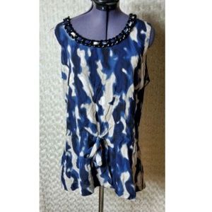 Alfani Womens Top Size 14 Blur Waves Black Chain